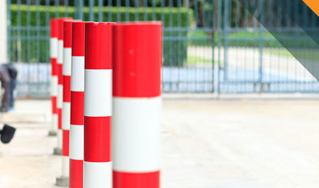 painted and reflective bollards